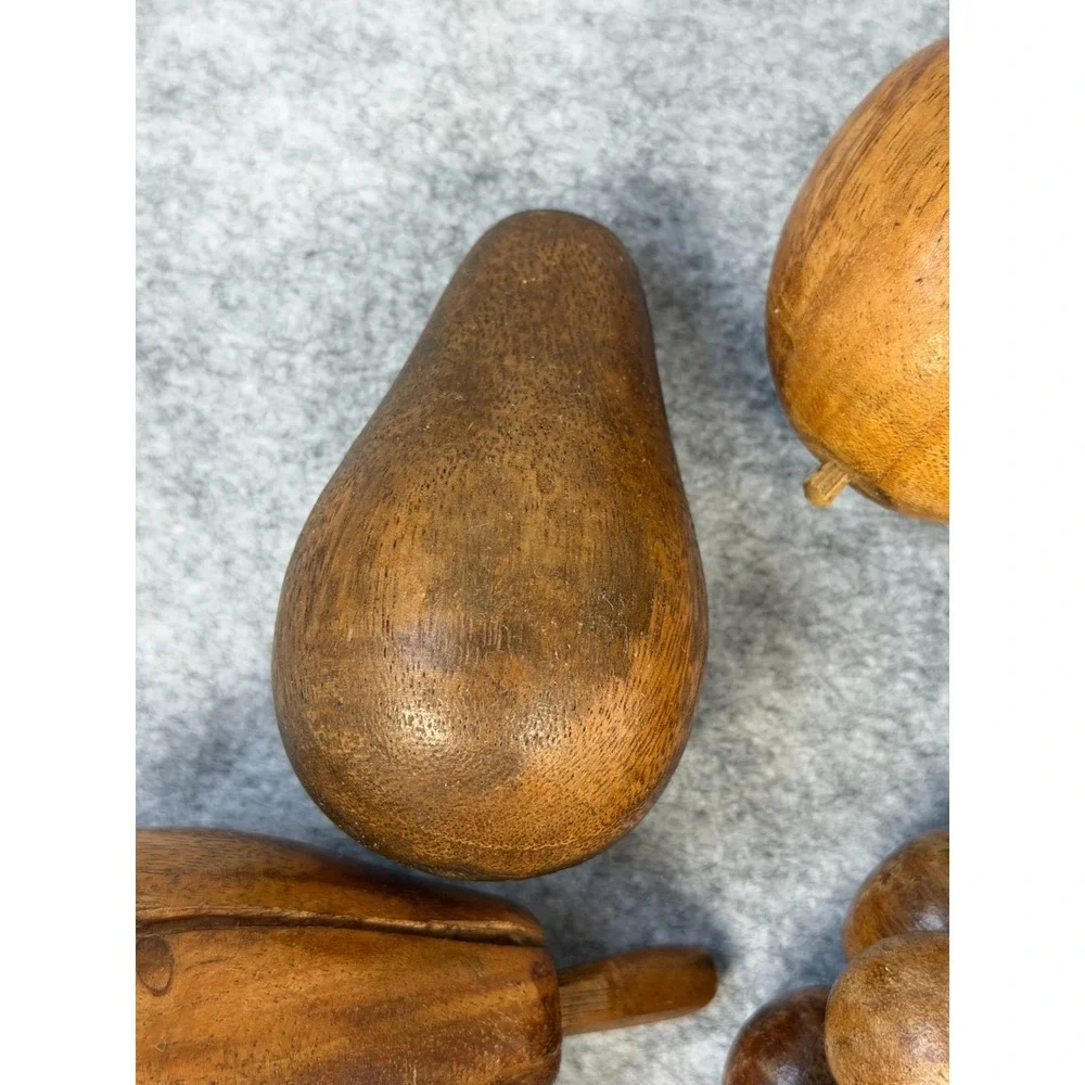 Vintage Hand Carved Assorted Wooden Fruit 9 pieces Philippines‎